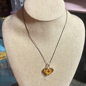 Heart-Shaped Resin Encased Dried Flower Pendant Necklace - Sterling Silver